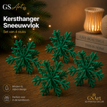 GSArt Kersthangers Sneeuwvlok &ndash; Set van 4 stuks - Maretak groen