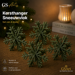 GSArt Kersthangers Sneeuwvlok &ndash; Set van 4 stuks - Mat Donker groen