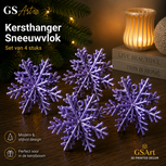 GSArt Kersthangers Sneeuwvlok &ndash; Set van 4 stuks - Zijde Paars
