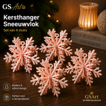 GSArt Kersthangers Sneeuwvlok &ndash; Set van 4 stuks - Zijde Roze