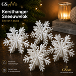GSArt Kersthangers Sneeuwvlok &ndash; Set van 4 stuks - Zijde Wit