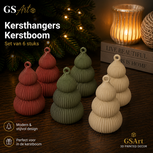 GSArt Japandi Kersthangers Kerstboom 01 &ndash; Set van 6 stuks &ndash; 9 cm