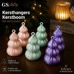 GSArt Japandi Kersthangers Kerstboom 03 &ndash; Set van 6 stuks &ndash; 9 cm