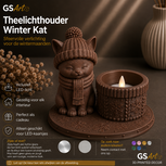 GSArt Theelichthouder Winter Kat &ndash; Inclusief LED-kaarsje - Chocoladebruin