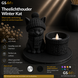 GSArt Theelichthouder Winter Kat &ndash; Inclusief LED-kaarsje - Mat Zwart