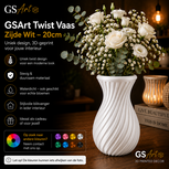 GSArt Twist Vaas 20 cm &ndash; Waterdichte 3D Geprinte Design Vaas - Zijde Wit