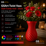 GSArt Twist Vaas 20 cm &ndash; Waterdichte 3D Geprinte Design Vaas - Zijde Candy rood