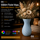 GSArt Twist Vaas 20 cm &ndash; Waterdichte 3D Geprinte Design Vaas - Zijde Baby blauw