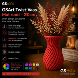 GSArt Twist Vaas 20 cm &ndash; Waterdichte 3D Geprinte Design Vaas - Mat Rood