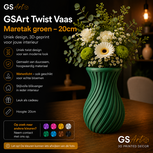 GSArt Twist Vaas 20 cm &ndash; Waterdichte 3D Geprinte Design Vaas - Maretak Groen