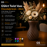 GSArt Twist Vaas 20 cm &ndash; Waterdichte 3D Geprinte Design Vaas - Chocolade bruin