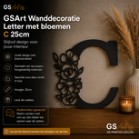 GSArt Wanddecoratie Letter met Bloemen &ndash; 25 cm - C