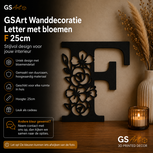 GSArt Wanddecoratie Letter met Bloemen &ndash; 25 cm - F
