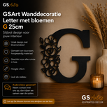 GSArt Wanddecoratie Letter met Bloemen &ndash; 25 cm - G