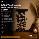 GSArt Wanddecoratie Letter met Bloemen &ndash; 25 cm - L