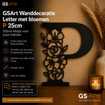 GSArt Wanddecoratie Letter met Bloemen &ndash; 25 cm - P