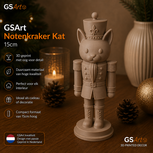 GSArt Notenkraker Kat 15cm &ndash; 3D-geprinte kerstdecoratie - Mat Lattebruin