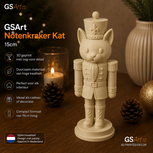 GSArt Notenkraker Kat 15cm &ndash; 3D-geprinte kerstdecoratie - Mat Woestijnbeige