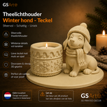 GSArt Theelichthouder Winter Hond Teckel &ndash; Winterdecoratie met LED-licht - Mat Woestijn beige