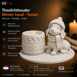 GSArt Theelichthouder Winter Hond Teckel &ndash; Winterdecoratie met LED-licht - Mat Wit