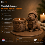 GSArt Theelichthouder Winter Hond Teckel &ndash; Winterdecoratie met LED-licht - Chocolade Bruin