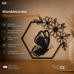 GSArt Wanddecoratie Vlinder met Bloemen 03 25 cm &ndash; 3D Geprinte Muurdecoratie