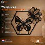 GSArt Wanddecoratie Vlinder met Bloemen 04 25 cm &ndash; 3D Geprinte Muurdecoratie