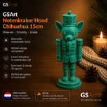 GSArt Notenkraker Kerst Hond Chihuahua 15 cm &ndash; Kerstdecoratie &ndash; 3D Geprint Beeld - Maretak Groen