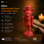 GSArt Notenkraker Kerst Hond Chihuahua 15 cm &ndash; Kerstdecoratie &ndash; 3D Geprint Beeld - Mat Rood