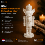 GSArt Notenkraker Kerst Hond Chihuahua 15 cm &ndash; Kerstdecoratie &ndash; 3D Geprint Beeld - Zijde Wit