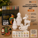 GSArt Schilder je eigen Kerstfiguren &ndash; 4 stuks &ndash; Inclusief 12 Metallic Acryl Brush Markers