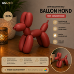 GSArt Decoratief Beeld Ballon Hond &ndash; 3D Geprint &ndash; Moderne Woondecoratie - 15cm Mat Donkerrood