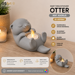 GSArt Theelichthouder Otter &ndash; Decoratieve Otter met LED Theelichtje &ndash; 3D Geprint - Mat Asgrijs