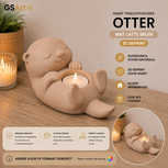 GSArt Theelichthouder Otter &ndash; Decoratieve Otter met LED Theelichtje &ndash; 3D Geprint - Mat Lattebruin