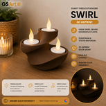 GSArt Theelichthouder Swirl &ndash; 3D Geprint &ndash; Inclusief 3 LED Theelichtjes - Chocoladebruin