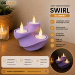 GSArt Theelichthouder Swirl &ndash; 3D Geprint &ndash; Inclusief 3 LED Theelichtjes - Mat Lila