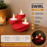 GSArt Theelichthouder Swirl &ndash; 3D Geprint &ndash; Inclusief 3 LED Theelichtjes - Mat Rood