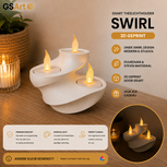 GSArt Theelichthouder Swirl &ndash; 3D Geprint &ndash; Inclusief 3 LED Theelichtjes - Mat Wit