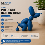 GSArt Decoratief Beeld Poepende Ballon Hond &ndash; Grappige Woondecoratie - 13cm Mat Marineblauw