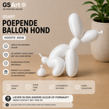GSArt Decoratief Beeld Poepende Ballon Hond &ndash; Grappige Woondecoratie - 20cm Zijde Wit