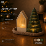 GSArt Japandi Deco Set Kerst 01 &ndash; Kerstdecoratie met Huisje, Kerstboom &amp; LED Kaarsjes &ndash; 3D Geprint