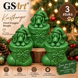 GSArt Kersthanger Hond Snuggler Beagle 3 Stuks &ndash; 3D Geprinte Kerstboom Hangers &ndash; Maretak Groen