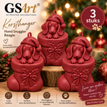 GSArt Kersthanger Hond Snuggler Beagle 3 Stuks &ndash; 3D Geprinte Kerstboom Hangers &ndash; Mat Donkerrood