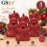 GSArt Kersthanger Hond Snuggler Boston Terrier 3 Stuks &ndash; 3D Geprinte Kerstboom Hangers &ndash; Mat Donkerrood
