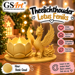 GSArt Theelichthouder Lotus Feniks &ndash; Inclusief LED Theelichtje &ndash; 3D Geprint - Basic Goud