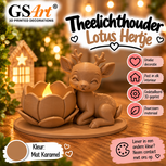 GSArt Theelichthouder Lotus Hertje &ndash; Inclusief LED Theelichtje &ndash; 3D Geprint - Mat Karamel