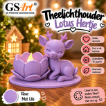 GSArt Theelichthouder Lotus Hertje &ndash; Inclusief LED Theelichtje &ndash; 3D Geprint - Mat Lila