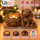 GSArt Theelichthouder Lotus Hond Teckel &ndash; Inclusief LED Theelichtje - Basic Chocoladebruin