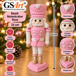 GSArt Decoratief Beeld Notenkraker Roze 24 cm &ndash; Kerstdecoratie met Hartjes