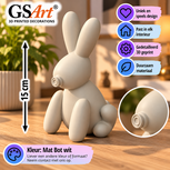 GSArt Decoratief Beeld Ballon Konijn 15 cm &ndash; 3D Geprint &ndash; Woondecoratie - Mat Bot Wit
